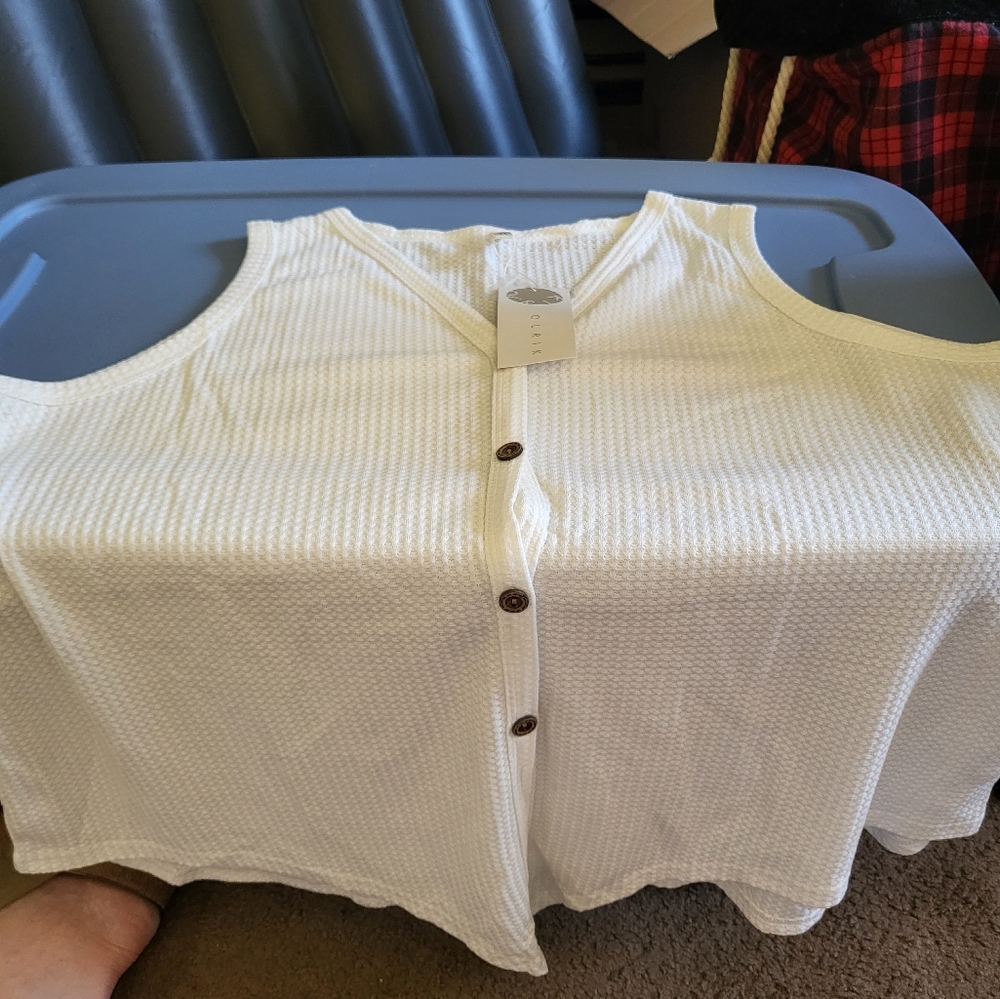 Cream colored button up tank